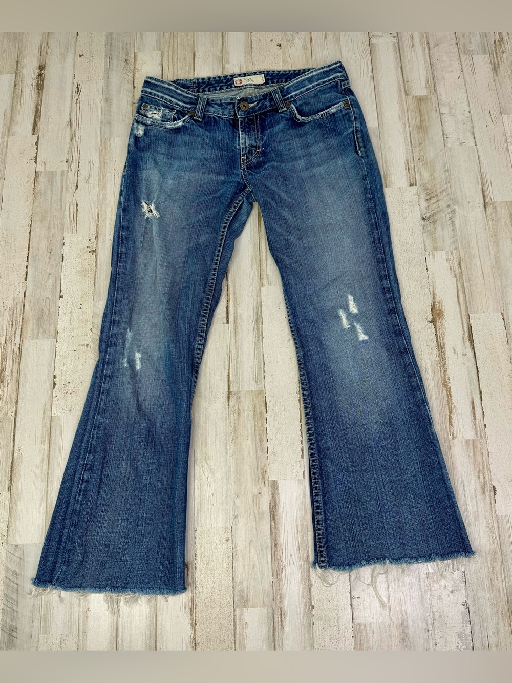 BKE Buckle Grace Wide Leg Jeans Womens 30x27 Blue Denim Stretch Low Waist